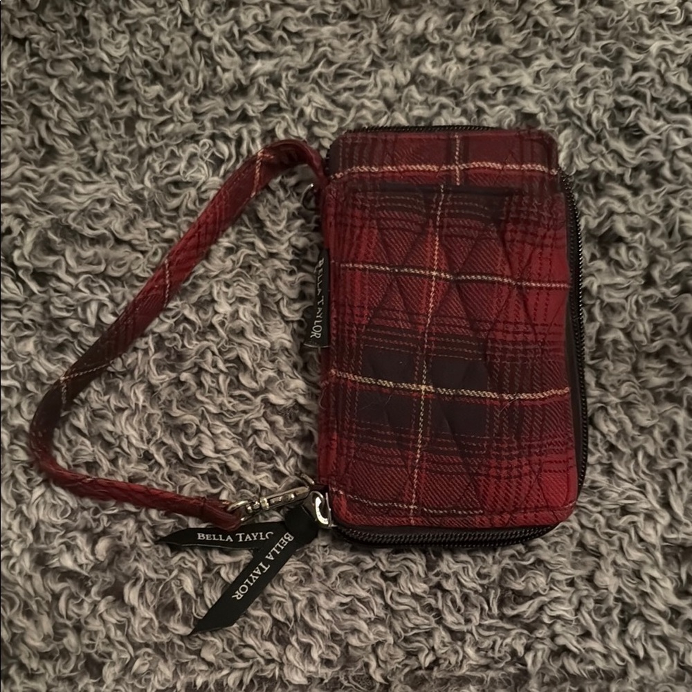 Bella Taylor Red Plaid Wristlet